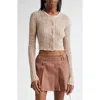 Acne Studios Kiko Rib Linen Blend Cardigan In Dusty Pink