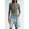 Acne Studios Kiko Rib Linen Blend Cardigan In Seagrass Green