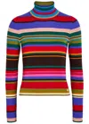 Acne Studios Stripe Rib Wool Turtleneck Sweater In Multi