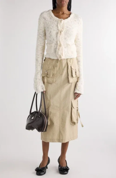 Acne Studios Kitsari Textured Wool Blend Cardigan In White