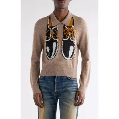 ACNE STUDIOS ACNE STUDIOS KLASTRON SHOES INTARSIA RICHARD WOOL & YAK HAIR BLEND POLO SWEATER