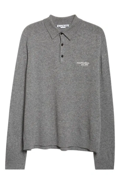 Acne Studios Long-sleeve Polo Shirt In Gray