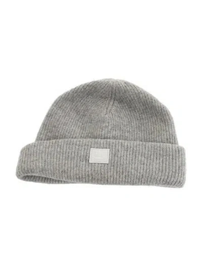 Pre-owned Acne Studios Knit Logo Beanie In Grey