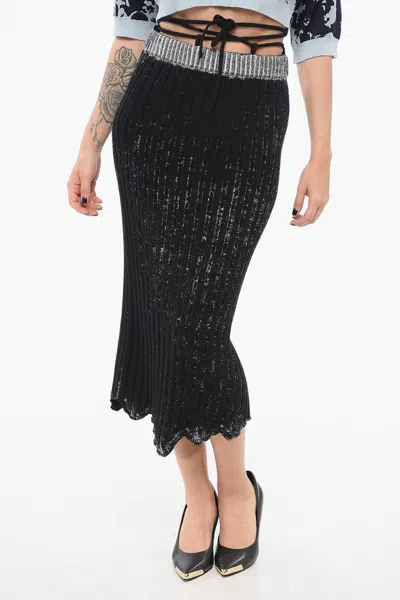 Acne Studios Paint-splatter Knit Skirt In Black