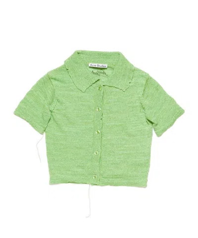Acne Studios Knitted Cropped Cardigan In Green