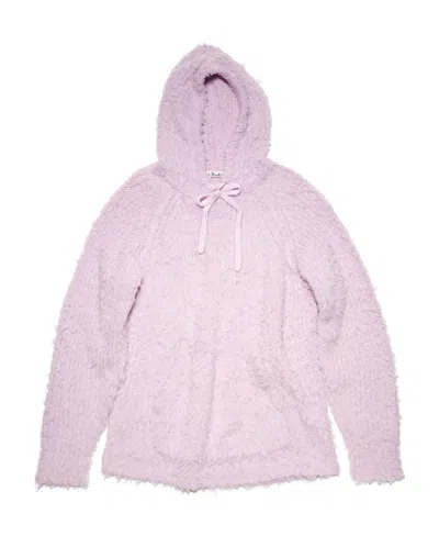 Acne Studios Knitted Fluffy Hoodie In Purple