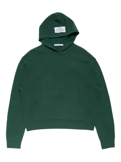 Acne Studios Knitted Long-sleeve Hoodie In Green