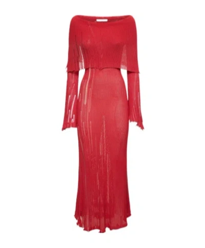 Acne Studios Knitted Long-sleeved Dress In Red