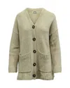 Acne Studios Knitted Oversize Cardigan In Beige Wool