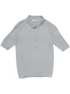 Acne Studios Ribbed Texture Short Sleeve Polo Top In Grey