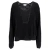 Acne Studios Knitted Scoop Neck Sweater In Black Linen In Black