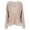 Acne Studios Knitted Scoop Neck Sweater In Brown Linen In Brown