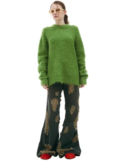 Acne Studios Knitted Wool Sweater In Green