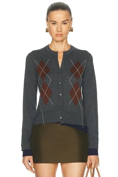 Acne Studios Kohona Silk Wool Cardigan In Dark Grey & Multi