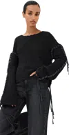 Acne Studios Komey Ribbon Lace Up Sweater Black In Black
