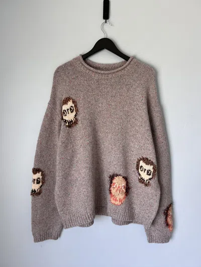 Pre-owned Acne Studios Konegal Skull Wool Blend Sweater In Sand