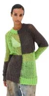 Acne Studios Check-pattern Sweater In Green/khaki