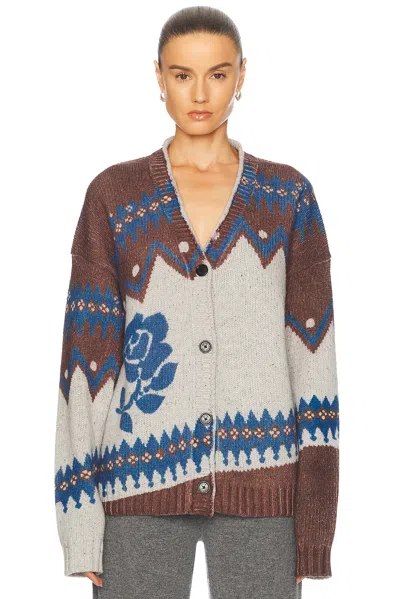 Acne Studios Kosain Donegal Fair Isle Cardigan In Brown & Multi