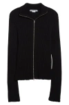Acne Studios Koton Zip Cotton Rib Cardigan In Black 900