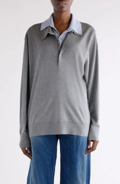 ACNE STUDIOS ACNE STUDIOS KOYAT LAYERED SILK, WOOL & CASHMERE POLO SWEATER