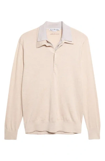 Acne Studios Koyat Layered Silk, Wool & Cashmere Polo Sweater In Neutral