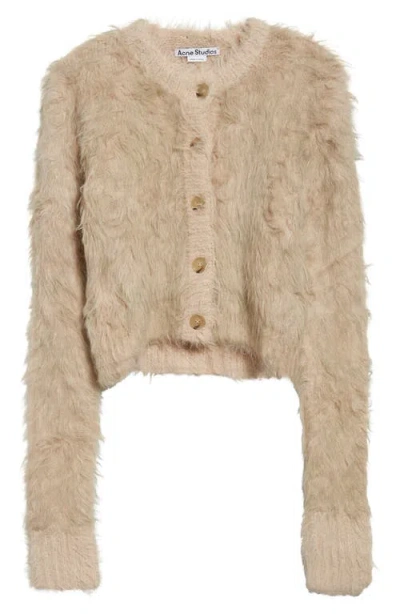 Acne Studios Kradi Fuzzy Crop Cardigan In Beige Aek