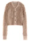 Acne Studios Kradi Textured Knitted Cardigan In Beige