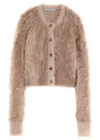 Acne Studios Kradi Textured Knitted Cardigan In Beige