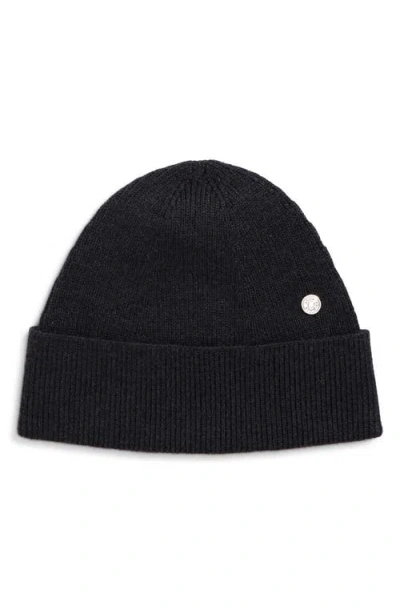Acne Studios Krivi Coin Appliqué Merino Wool Blend Beanie In Black