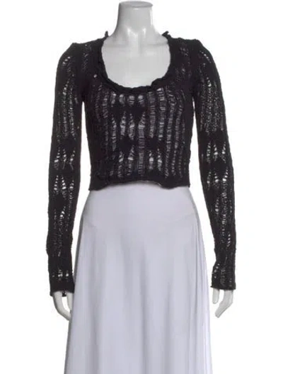 Pre-owned Acne Studios Kseni Ladder Stitch Patterned Crop Top In Black