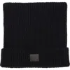 Acne Studios Kua Face Patch Rib Wool & Yak Hair Beanie In Black