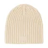 Acne Studios Face Ribbed-knit Wool Beanie In Beige
