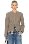 Acne Studios Kunch Cotton Flannel Cardigan In Brown