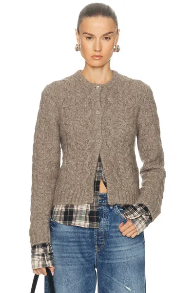 Acne Studios Kunch Cotton Flannel Cardigan In Brown
