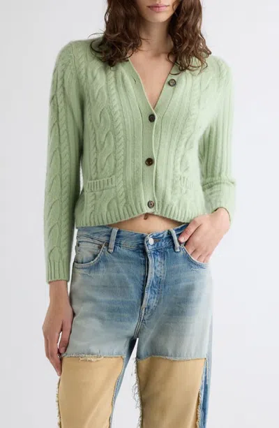 Acne Studios Kurea Cable Cashmere Blend Cardigan In Sage Green