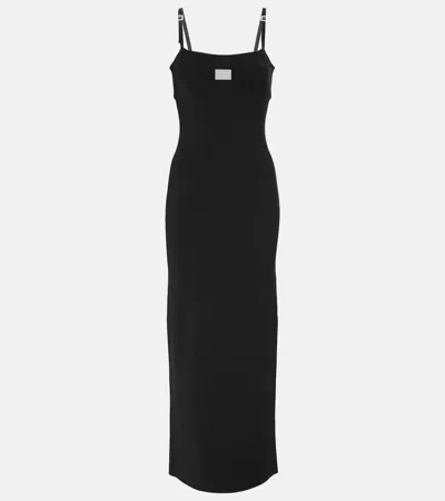 Acne Studios Womens Black Brand-plaque Slim-fit Ribbed-knit Maxi Dress