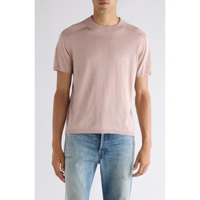 Acne Studios Kyotini Silk Short Sleeve Knit Top In Pink