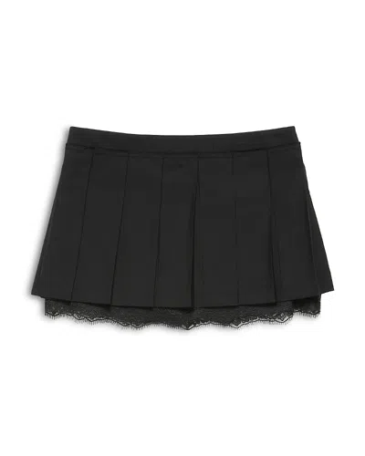 Acne Studios Lace Hem Pleated Mini Skirt In Black
