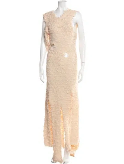 Pre-owned Acne Studios Lace Pattern Long Dress In Neutral