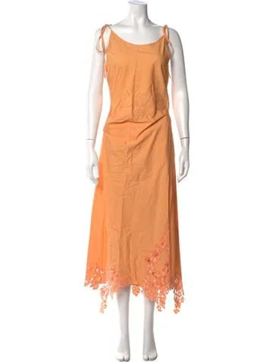 Pre-owned Acne Studios Lace Pattern Long Dress In Orange