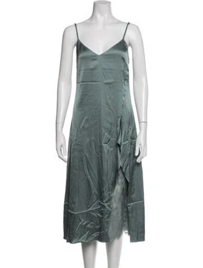 Pre-owned Acne Studios Lace Pattern Midi Length Dress In Green