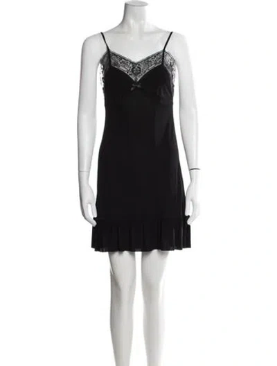 Pre-owned Acne Studios Lace Pattern Mini Dress In Black