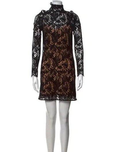 Pre-owned Acne Studios Lace Pattern Mini Dress In Black