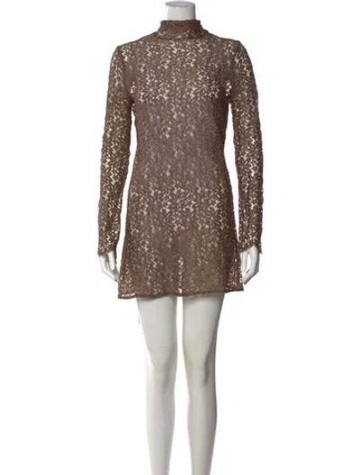Pre-owned Acne Studios Lace Pattern Mini Dress In Brown