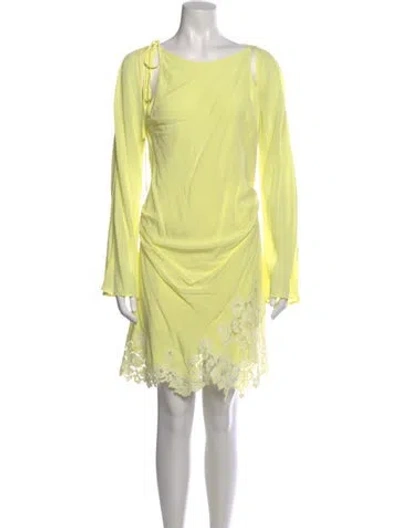 Pre-owned Acne Studios Lace Pattern Mini Dress In Yellow