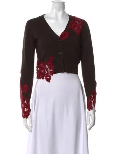 Pre-owned Acne Studios Lace Pattern V-neck Sweater In Brown