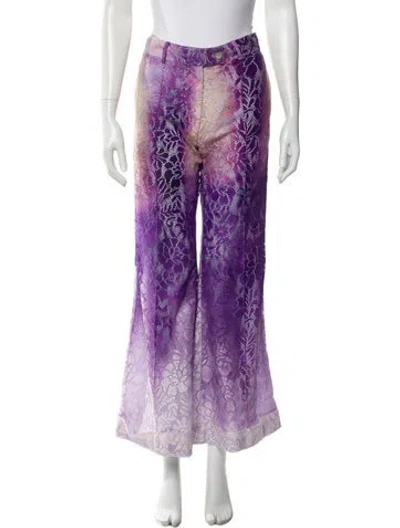 Pre-owned Acne Studios Lace Pattern Wide Leg Pants In Purple
