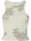 Acne Studios Lace-print Ribbed Tank Top In Green
