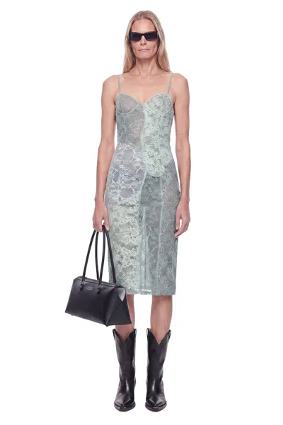 Acne Studios Lace Slip Midi Dress In Blue