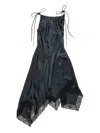 Acne Studios Womens Petrol Blue Asymmetric Lace-trim Satin Midi Dress In Blue
